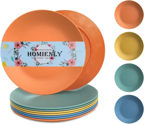 Miniatura 16 de Homiely Juego de 8 Platos para Cena - Paja de Trigo, Apto para Microondas y Lavavajillas, Irrompible, Platos para Niños