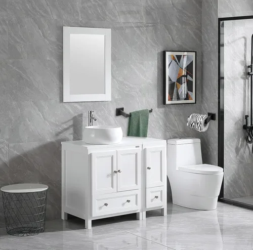 Miniatura 6 de SHUNLI Soporte de papel higiénico negro + soporte para toalla de mano, juego de accesorios de baño de 2 piezas, toallero de anillo para toalla