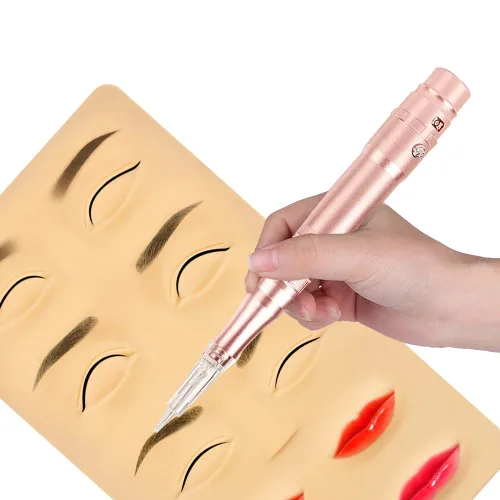 Miniatura 6 de Maquillaje permanente Rotary Tattoo Machine Máquina de cejas con 10 agujas para cejas, labios, delineadores de ojos B950b (oro rosa)