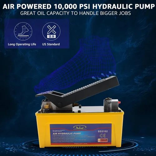Miniatura 3 de BESTOOL Bomba hidráulica de aire, depósito de 10,000 PSI de 1/2 galones, salida de aceite NPT de 3/8 pulgadas, tubo de 2 x 6.5 pies, bomba