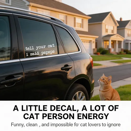 Miniatura 4 de Calcomanía de coche con texto en inglés "Tell Your Cat I Said Pspsps: divertido vinilo blanco adhesivo para ventana de coche para los amantes