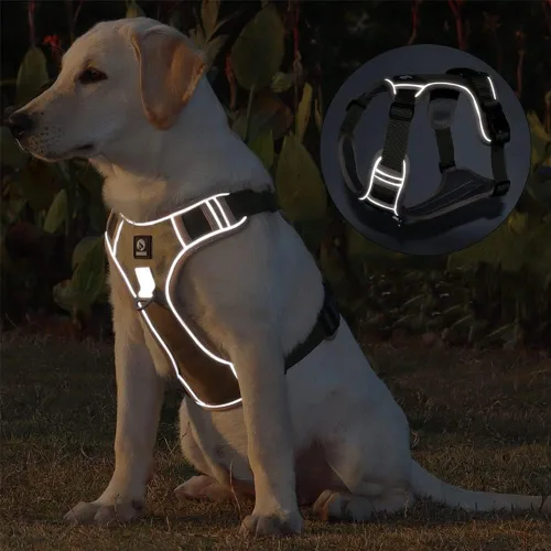 Miniatura 4 de Tangpan Arnés ajustable Oxford para perro, arnés de chaleco ajustable para mascotas con 2 clips para correa para perros pequeños (negro, pequeño)