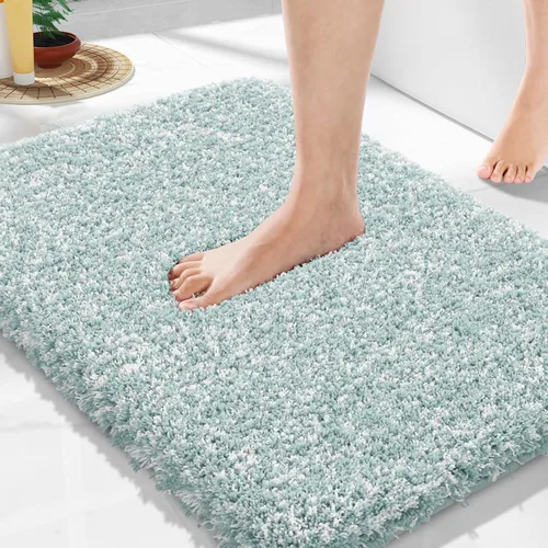 Miniatura 122 de Yimobra Alfombra de baño de felpa esponjosa, súper lanuda suave, cómoda, antideslizante, absorbente de agua, alfombra de baño de microfibra que se
