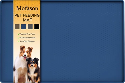 Miniatura 8 de Mofason Tapete impermeable para comida para mascotas, tapete para perros de 24 x 16 pulgadas, grande – 0.5 pulgadas, borde elevado, mantel