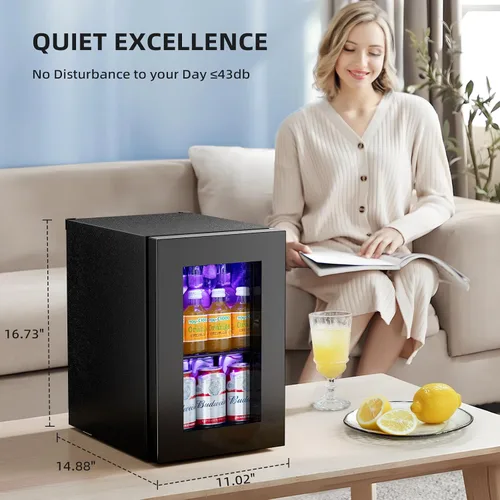 Miniatura 5 de Antarctic Star Refrigerador de Bebidas Enfriador de 18L, 24 Latas, Mini Refrigerador con Compresor Silencioso, Luz LED, Refrigerador Pequeño