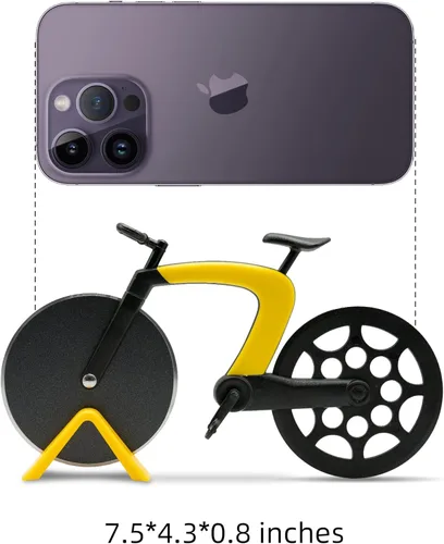 Miniatura 8 de Rueda cortadora de pizza para bicicleta con soporte, cuchillo de pizza de acero inoxidable de 2.4 pulgadas, superficie esmerilada antiadherente