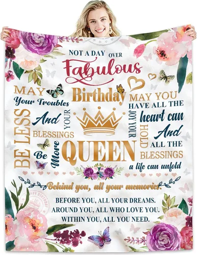 Miniatura 12 de Manta de Regalo de Cumpleaños 80 para Mujeres 50*60, Ideas de Regalo de 80 Cumpleaños Feliz, Decoraciones de 80 Cumpleaños, Regalos para Mujeres que