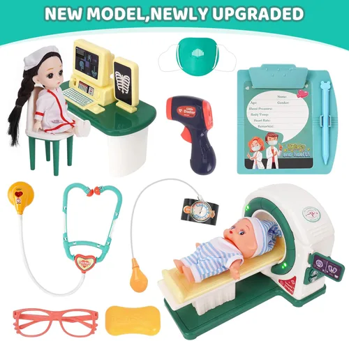 Miniatura 4 de Kit de médico para niños pequeños de 3 a 5 años, juego de doctor con herramientas médicas, máquina de rayos X y estetoscopio de juguete, juego