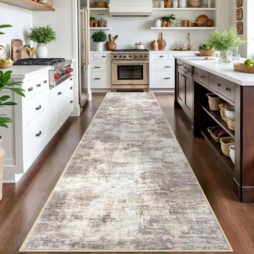 Miniatura 1212 de IOHOUZE Alfombra abstracta lavable de 3 x 12 pies para pasillos, antideslizante para cocina, camino de entrada de lana sintética para interiores