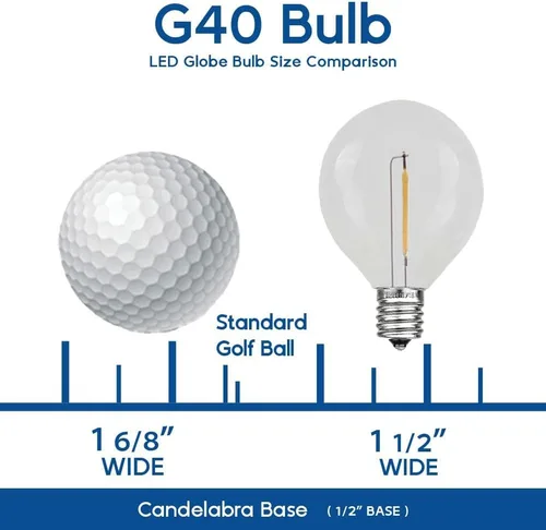 Miniatura 3 de Novelty Lights Paquete de 25 bombillas G40 multicolor para exteriores, bombillas incandescentes de vidrio con 3000 horas de vida útil, bombillas