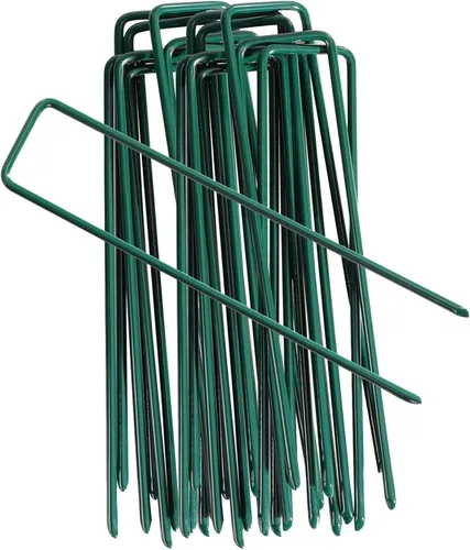 Paquete de 20 estacas de jardín de 6 pulgadas en forma de U para tienda de campaña resistentes para patio, pasadores de césped para paisajismo, tela