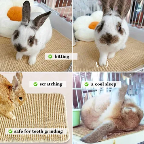 Miniatura 2 de 2 almohadillas grandes para rascar conejos, comestibles para interiores para garras y dientes, juguetes masticables, alfombrilla de conejo para 2