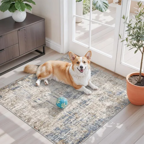 Miniatura 115 de Alfombra antideslizante lavable de 2 x 3 pies - Alfombra suave de pelo bajo para cocina, entrada y dormitorio - Tapete moderno para puerta