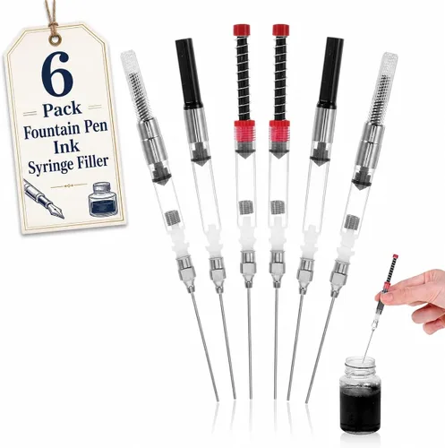 NUOBESTY Paquete de 6 rellenos de jeringa de tinta para pluma estilográfica, convertidor de resorte estándar internacional de 0.134 in/0.102 in,