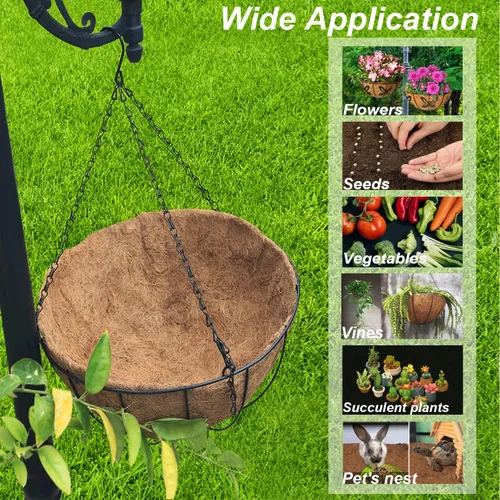 Miniatura 2 de 4 forros de coco para macetas, revestimientos redondos de coco para jardineras de ventana, cesta colgante de 8/10/12/14/16 pulgadas, tapete grueso