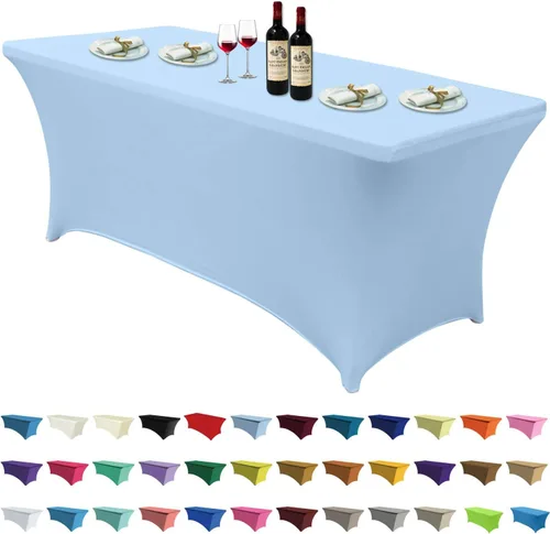 Miniatura 18 de ABCCANOPY - Funda de mesa de elastano elástica de 8 pies, mantel ajustado y resistente a las arrugas, reutilizable para mesas plegables Negro