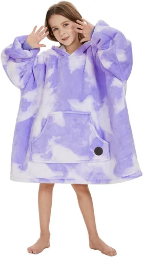 Miniatura 38 de Three Poodle - Manta con capucha portátil para niños, sudadera de sherpa de gran tamaño con capucha gigante, manta con capucha cálida y acogedora