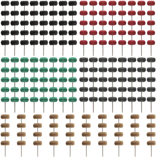 Miniatura 8 de Rocaris Paquete de 100 ruedas abrasivas, ruedas de pulido abrasivo de 1 pulgada (0.984 in) para herramientas rotativas, vástago de 1/8 (0.118 in)
