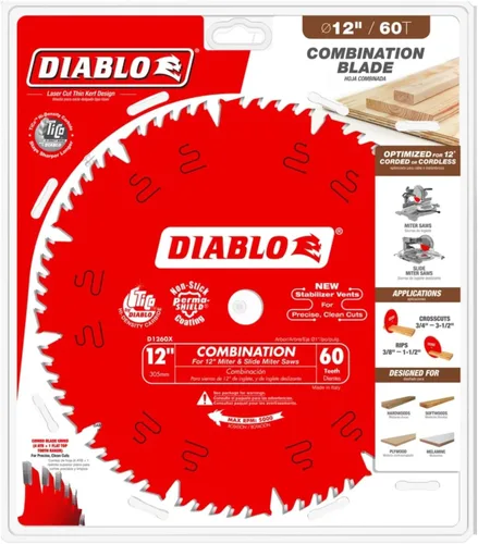 Miniatura 2 de Diablo D1260X - Hoja de sierra combinada de eje de 12 pulgadas por 60t de 1 pulgada
