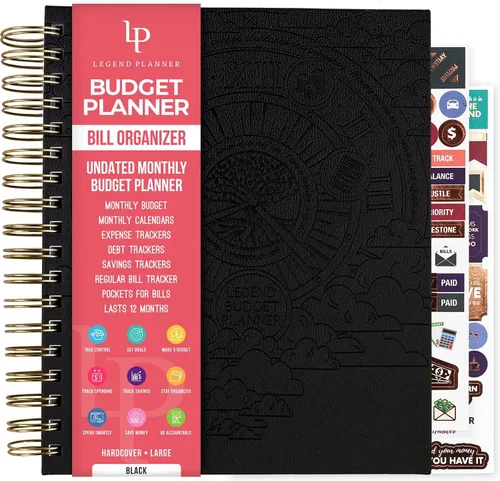 Legend - Planificador de presupuesto y organizador mensual de facturas con bolsillos, rastreador de finanzas y gastos para el hogar, cuaderno para