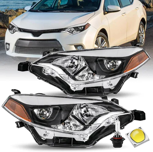 Miniatura 10 de JSBOYAT Conjunto de faros delanteros para 2014 2015 2016 Toyota Corolla Sedán 4 puertas, lámparas LED para conductor y pasajero con bombillas