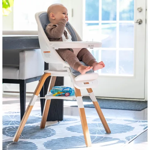 Miniatura 2 de TruBliss Turn-A-Tot - Silla alta para bebés y niños pequeños, comedero portátil de madera 2 en 1 o asiento ajustable para niños con giro de 360 Earl