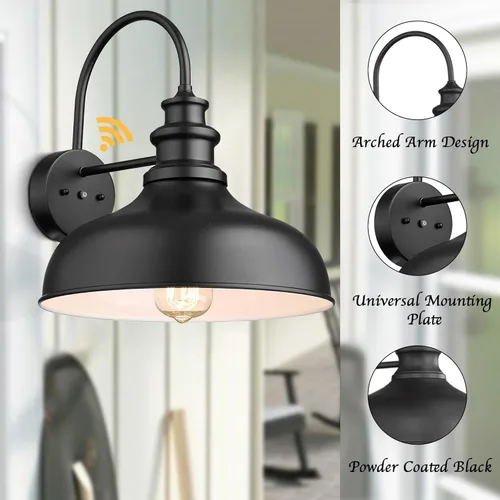 Miniatura 7 de Bestshared Luz de granero estilo casa de campo con sensor de atardecer a amanecer, aplique de pared al aire libre, farol de pared al aire libre