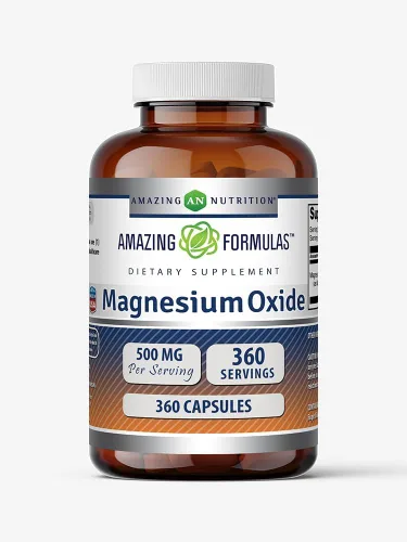 Amazing Formulas Suplemento de óxido de magnesio de 500 mg | Sin OMG | Sin gluten | Fabricado en Estados Unidos (360 unidades)