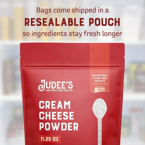 Miniatura 5 de Judee's Queso Crema en Polvo - 11.25 oz - Delicioso y 100% Sin Gluten y Apto para Keto - Ideal para Salsas, Untables y Horneado - Hecho de Queso