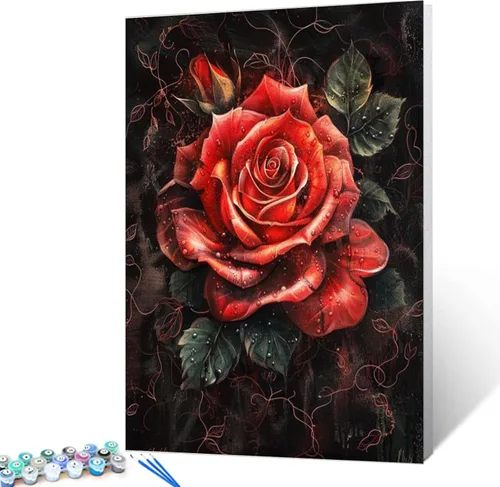 Miniatura 8 de Leisurely - Pintura por números para adultos, flor en botella, pintura al óleo digital, pintura acrílica, kits de pintura de licor, arte de pared