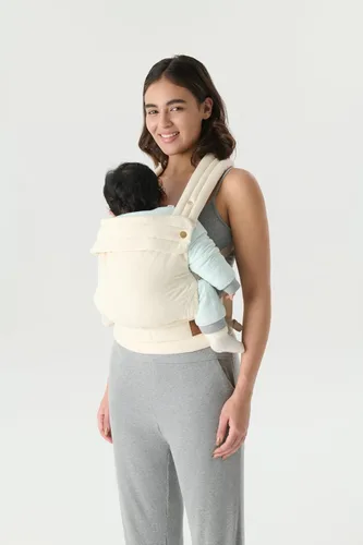 Miniatura 2 de Portabebés ergonómico para recién nacidos a niños pequeños, ligero y transpirable, de algodón, para comodidad con manos libres (blanco hueso)