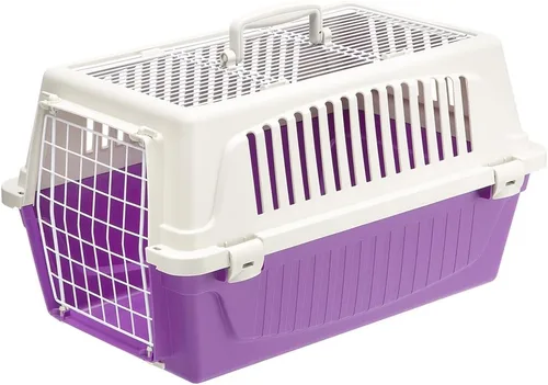 Transportador de mascotas Atlas | Transportador pequeño para perros y gatos con acceso por puerta superior y frontal Púrpura