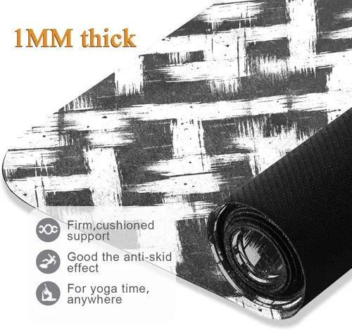 Miniatura 5 de Black White Blocks Yoga Mat Non Slip Thick Kids Eco Friendly Rubber Workout Foldable Yoga Mat Women Exercise