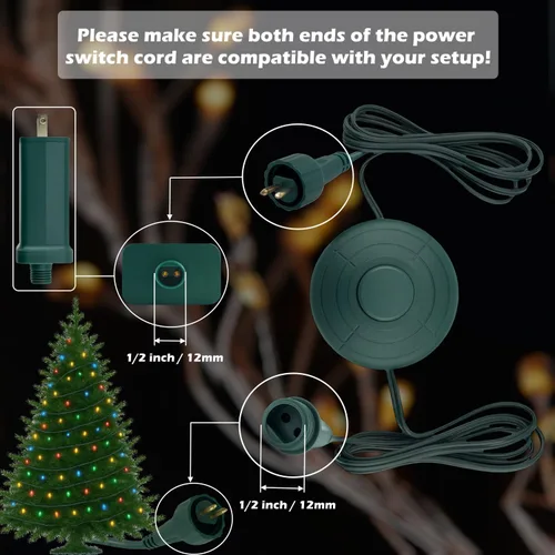 Miniatura 2 de Cable de alimentación Goodsby encendido/apagado para luces de árbol de Navidad, iluminación festiva, luz de cadena LED impermeable con conector