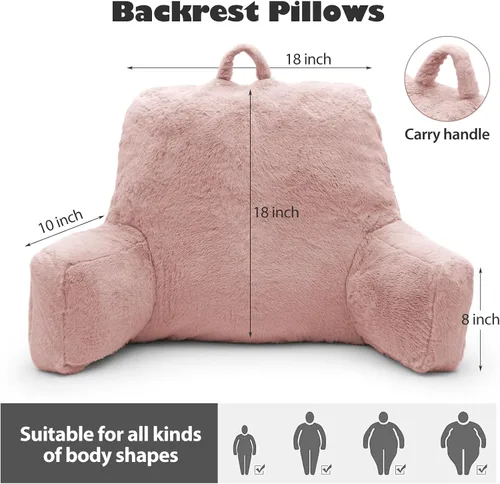 Miniatura 2 de Almohada de Lectura Grande para Cama, Almohada de Respaldo con Brazos, Soporte de Espalda para Sentarse en la Cama, Sofá para Respaldo de Rosa