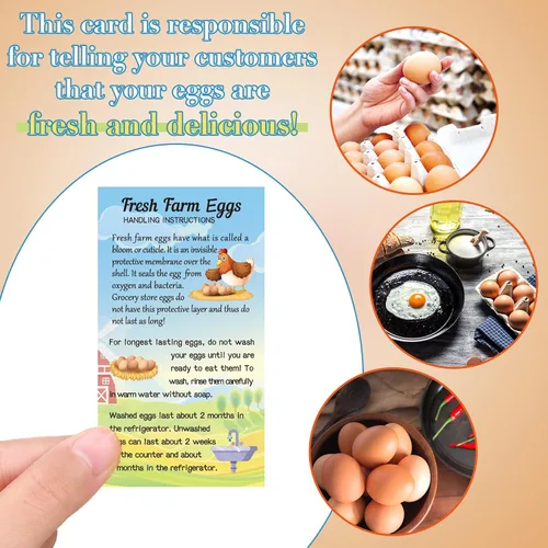Miniatura 6 de Kisston 200 Piezas Tarjetas de Instrucciones de Manejo de Huevos de Granja Frescos 2 x 3.5'' Sello de Cartón de Huevos de Navidad Tarjetas