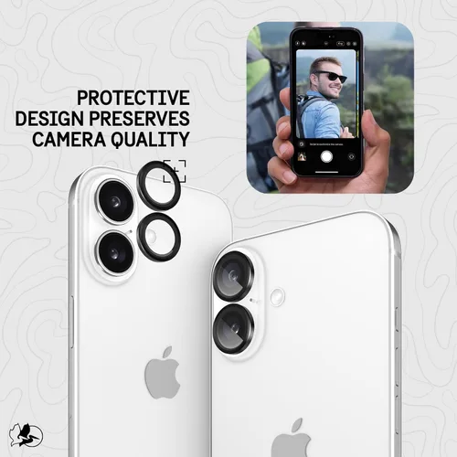 Miniatura 4 de Pelican Protector de lente de cámara con anillos de aluminio para iPhone 16 / iPhone 16 Plus - Vidrio templado 9H - Resistente a los arañazos