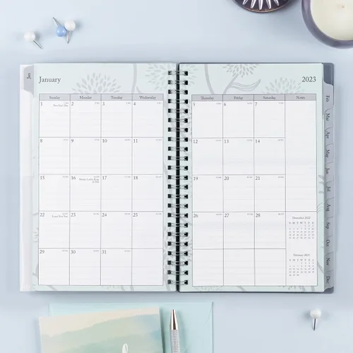Miniatura 3 de Blue Sky Agenda semanal y mensual 2023, enero a diciembre, 5 x 8 pulgadas, cubierta esmerilada, encuadernada con alambre, Rue Du Flore (101603-23)