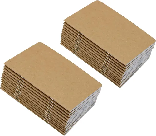Yansanido 24 cuadernos de bolsillo con tapa marrón de 5.5 x 3.5 pulgadas, 32 hojas (64 páginas), páginas en blanco, papel de 2.47 oz/m² (24)