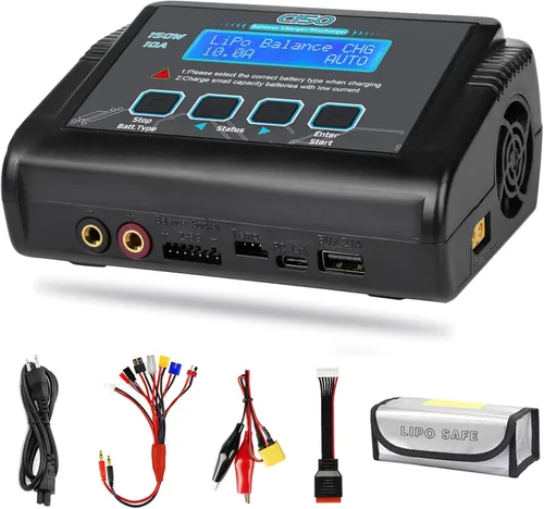Cargador de batería LiPo, cargador de batería RC de equilibrio rápido de 150W 10A Descargador para baterías LiPo/Li-ion/Life/LiHV de 1S-6S, 1-15S