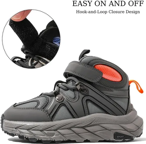 Miniatura 4 de Zapatos de senderismo para niños, antideslizantes, fáciles de poner, cómodos zapatos para caminar para invierno, niñas y niños pequeños y grandes