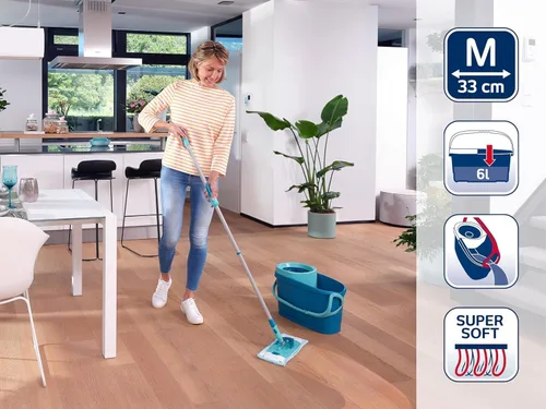 Miniatura 2 de Leifheit Clean Twist M Ergo - Juego de trapeador y cubo, trapeador de 13.0 in de ancho, giro controlado por humedad, fregona giratoria de limpieza