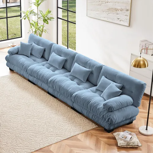 Miniatura 52 de Otomana beige para sofá modular modular, sofá individual, asiento otomano para sofá modular convertible, sofás de terciopelo para sala de estar