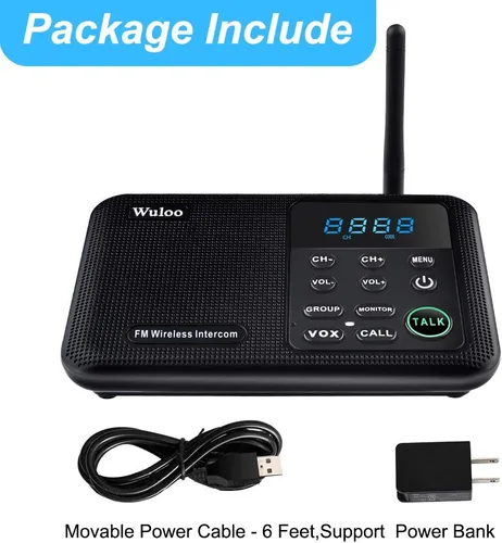 Miniatura 8 de Wuloo Intercomunicadores inalámbricos para el hogar 1 milla de alcance 22 canales 100 pantalla de visualización de código digital, sistema de Negro