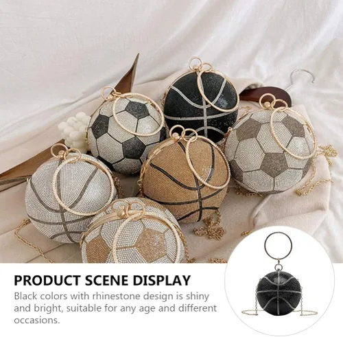 Miniatura 3 de ValiCLUD - Bolso de noche para mujer, redondo, con forma de baloncesto