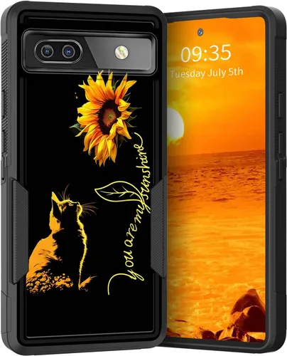 Miniatura 31 de Funda para Pixel 6A, Híbrida de Doble Capa de Servicio Pesado Resistente a Prueba de Golpes PC Duro + Funda Protectora de Silicona Suave para Google