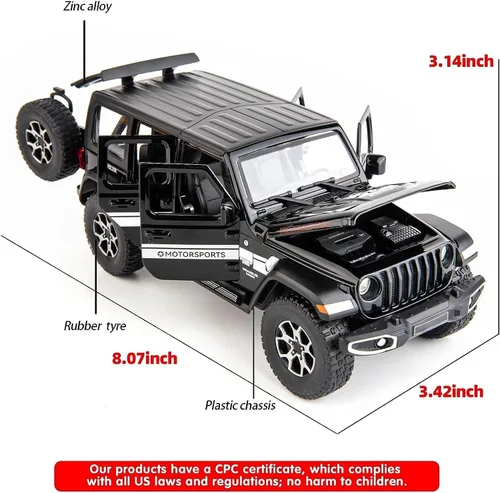 Miniatura 2 de BDTCTK Off-Road 7 puertas para Wrangler modelo de auto de juguete fundido a presión, vehículo de aleación de metal a escala 1/22 para niños, niñas
