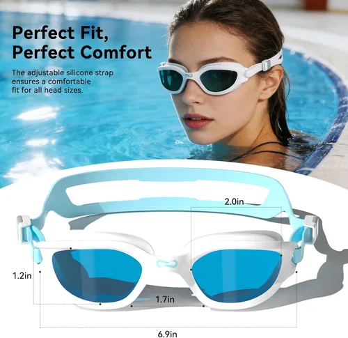 Miniatura 6 de COPOZZ Gafas de natación para mujeres adultas, gafas de natación para mujeres y hombres, antivaho sin fugas, protección UV para adultos
