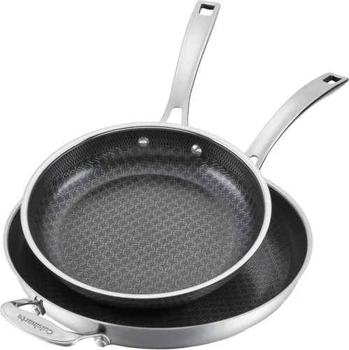 Juego de utensilios de cocina antiadherentes de acero inoxidable Cuisinart FusionPlus, juego de 2 sartenes con tecnología antiadherente PURELYSEAR