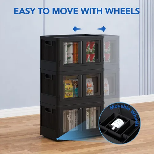 Miniatura 6 de FLEXIMOUNTS 75 QT Contenedores de almacenamiento apilables con tapas, contenedores de almacenamiento de plástico plegables, organizadores de armario